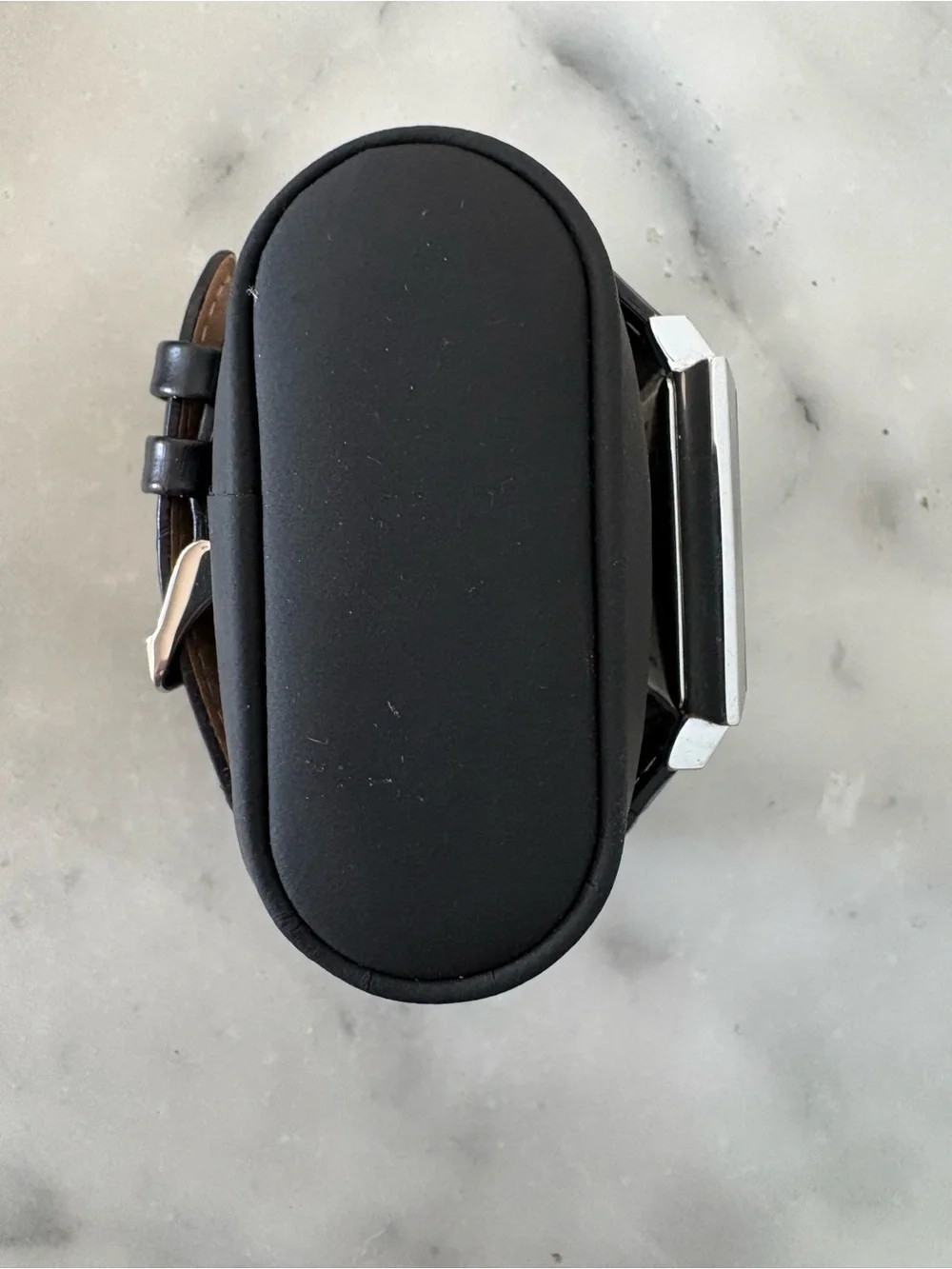 Lucien Piccard Silver-Tone Square Watch with Black Leather Strap